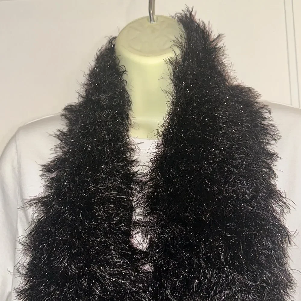 Black with silver metallic thread magic scarf‎